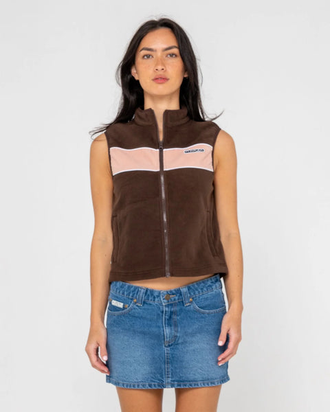 Rusty Bless Up Polar Fleece Vest - Java