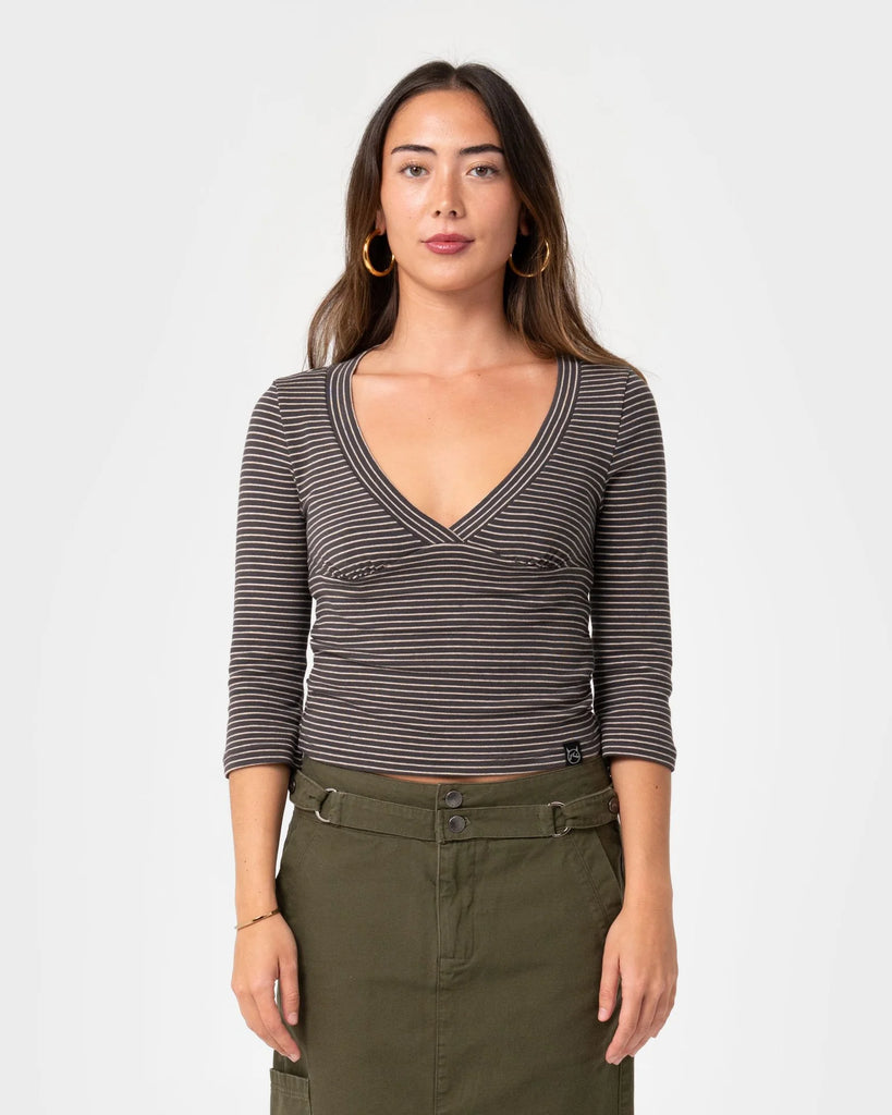 Rikki Stripe Vee Neck Top
