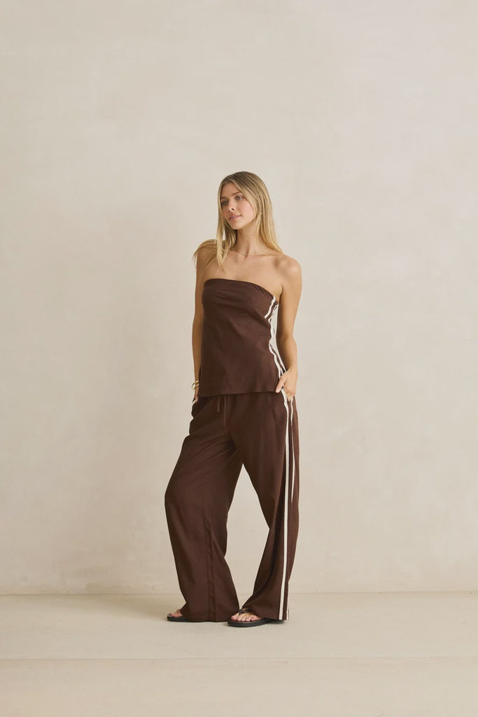 CONTRAST LINEN TRACK PANT