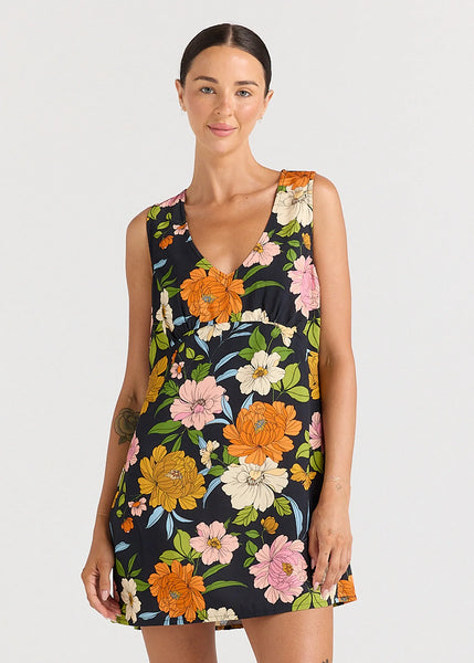 Poolside Paradiso Fiore V Bias Dress - Noir