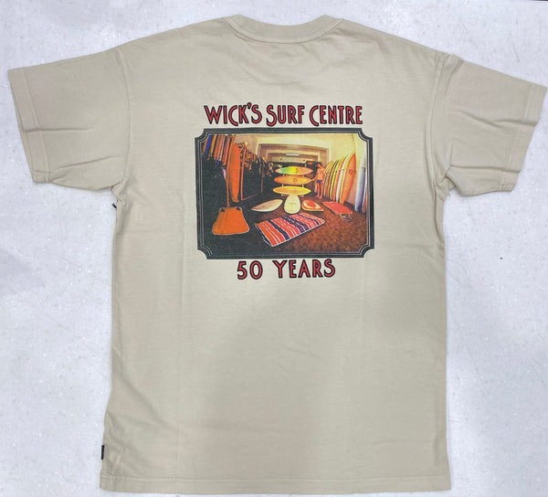 Wicks 50 years Surf Center Tee Cream