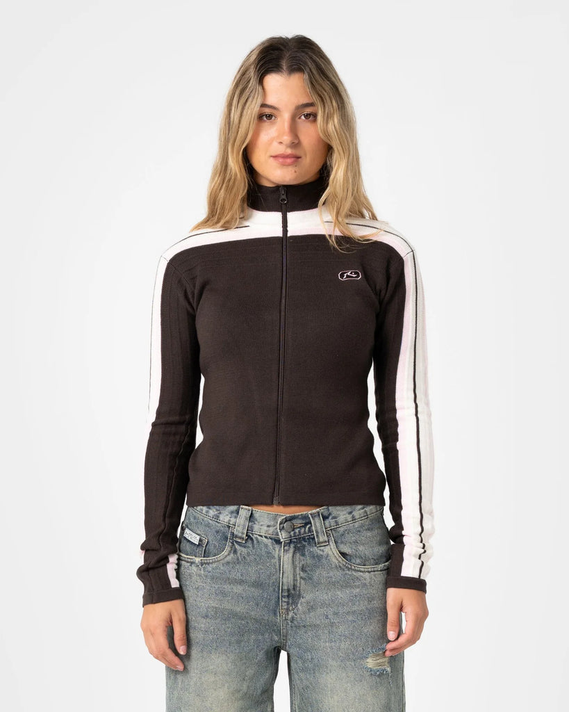 Rusty Daddy Gb Fitted Zip Through Knit - Java