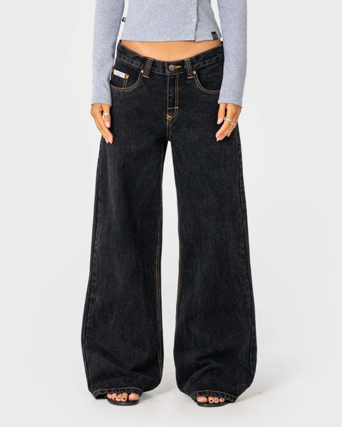 Rusty Wendy Wide Low Rise Jean - Black Out