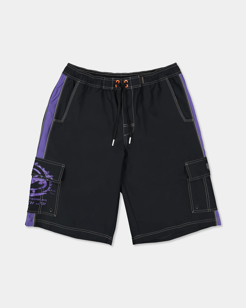 Mens Throw On 3.0 22" Boardshorts - Black/Purple